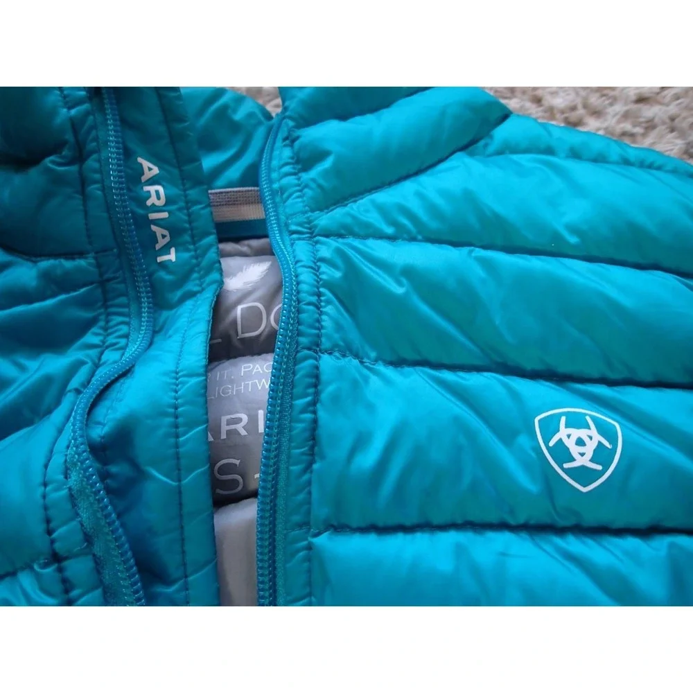 Ariat‎ Ideal Down Vest Girls Small Teal Blue Excellent Lightweight Puffer